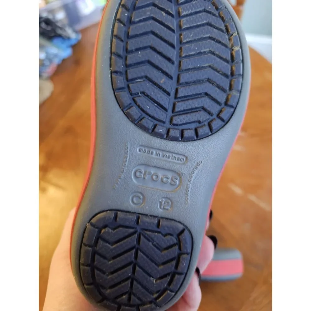 Crocs Kids Lodgepoint Blue Red Gray Snow Boots - Size‎ 12 Winter